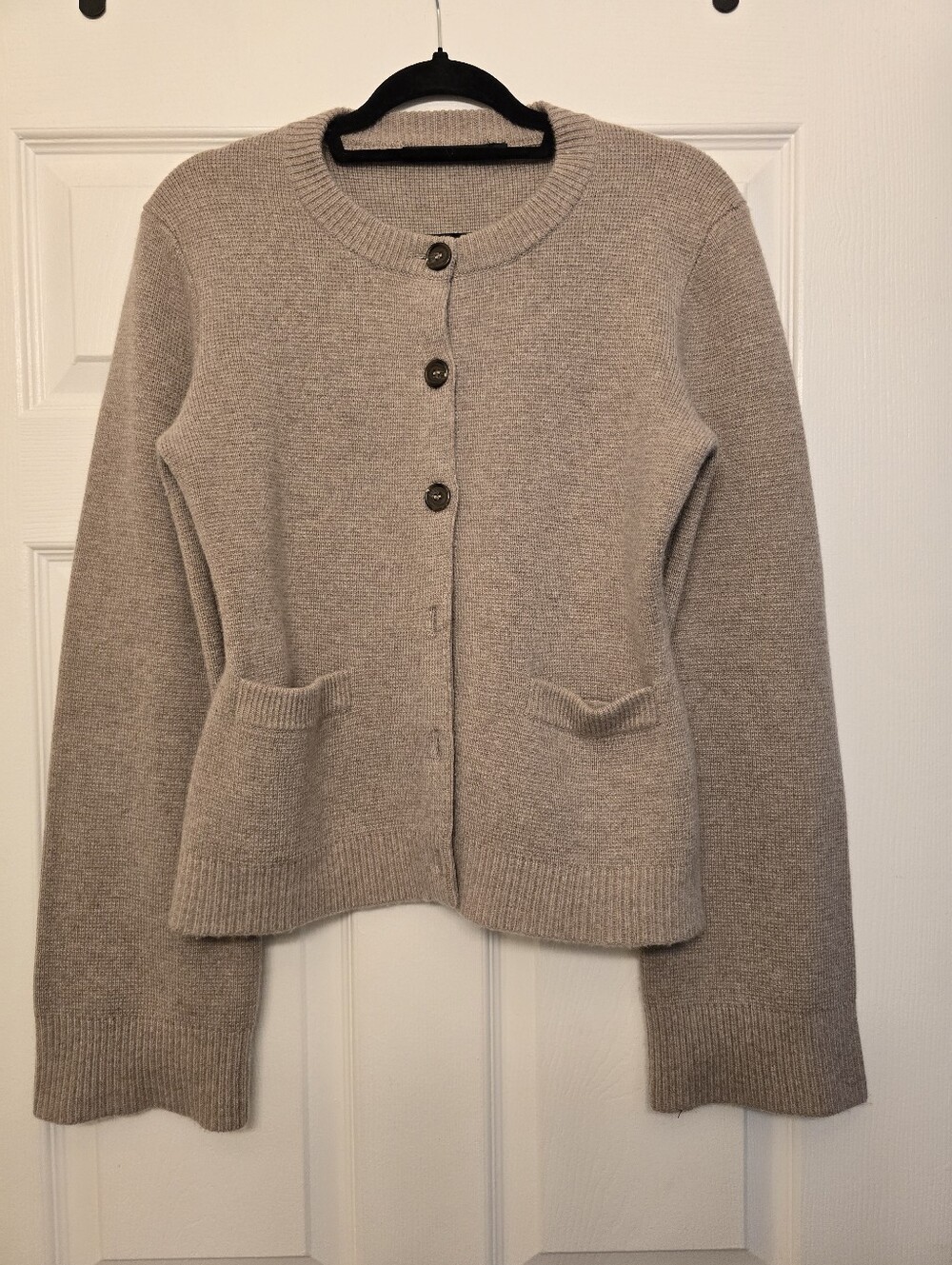 Jenni Kayne Cooper Cardigan, Wool & Cashmere - Taupe, Size M - Picture 5 of 13